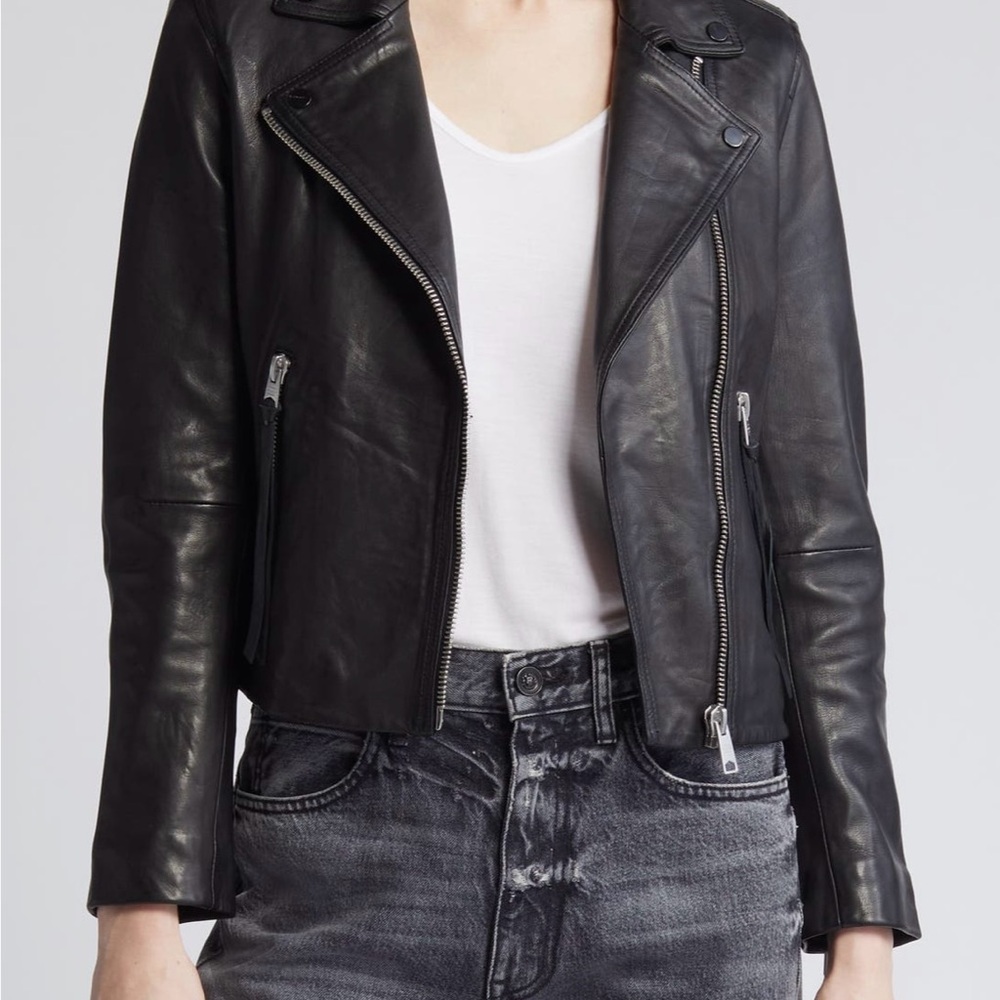 All Saints Black Dalby Leather Biker Jacket